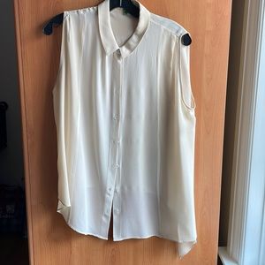 100% silk sleeveless collared button down blouse